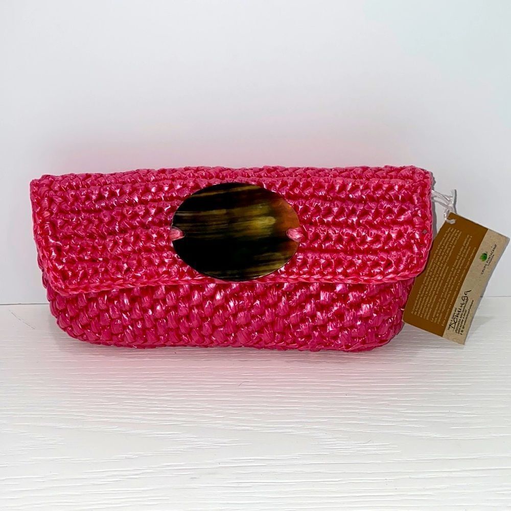 Puntacana Artisan Handcrafted Recycled Plastic Bag Clutch In Pink